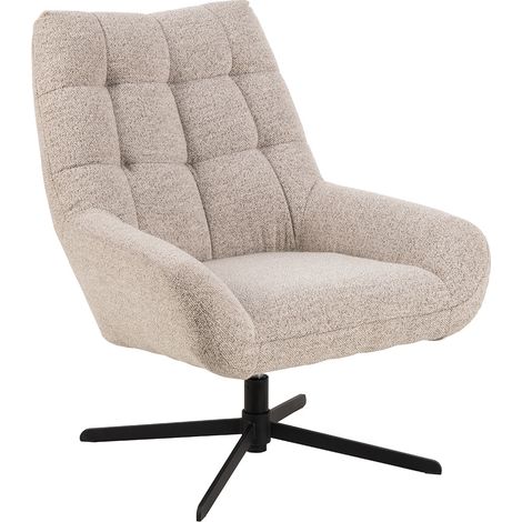 Fauteuil pivotant 73x82x88 cm en tissu bouclette beige (1/5)