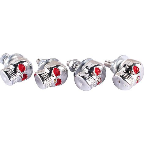 Lot de 4 fixations à vis pour plaque d'immatriculation de moto en forme de squelette 3D (1/5)