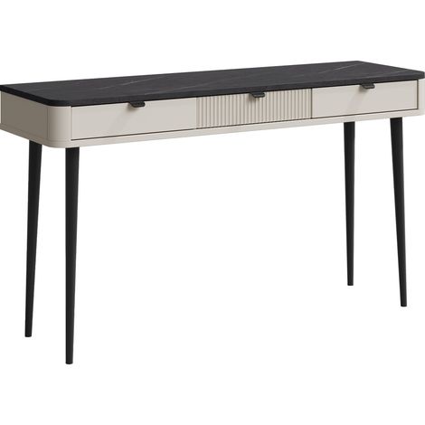 Mesa de oficina Lufela 114, Cachemira + Mármol gris, Con cajones, Número de puertas: 0, Número de cajones: 0, 82x130x40cm