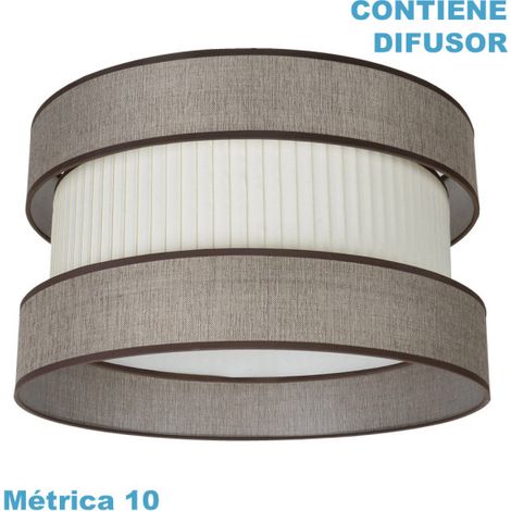 FABRILAMPHome paralume a sospensione incluso diffusore M10 IP20 Ø60x25cm in tessuto marrone e beige, multicolore, taglia unica