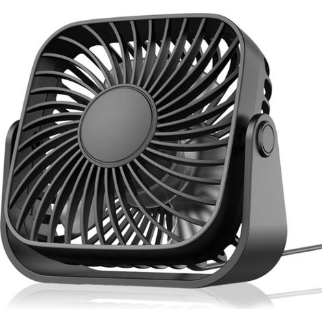 Mini ventilatore da tavolo USB, 10 cm, tre velocità del vento, silenzioso e portatile, adatto per scrivanie/camere da letto, piccolo e compatto, nero, 10 cm, 1 unità (1/5)