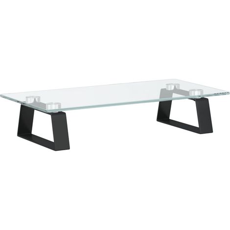 Supporto per monitor da tavolo mobile da scrivania 40 x 20 x 8 cm vetro temperato e metallo nero 020044860