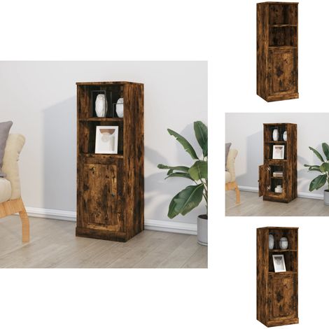 Buffet haut chêne fumé 36x35,5x103,5 cm bois d'ingénierie - Buffet Design Moderne - Meuble Rangement Cuisine - Buffet En Bois Massif - Buffet Chic - Commode Élégante (1/5)