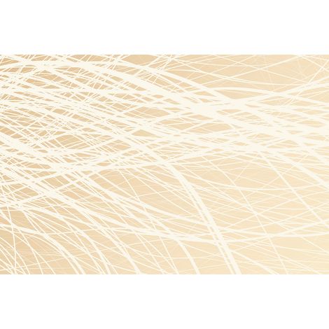 Papier peint panoramique beige & blanc moderne | Tapisserie panoramique herbe originale pour salon | Papier peint panoramique couloir - 267 x 400 cm (4 pièces) (1/2)