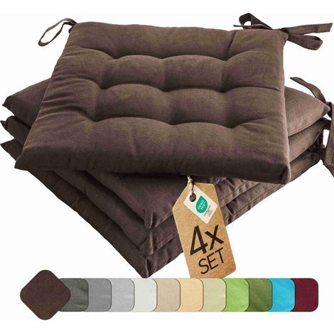 Coussin de Chaise de Jardin 40x40 chaises Exterieur Galette de Chaise Coussins intérieur 4 Pièces de Coussins 40 x 40 cm Marron (1/5)
