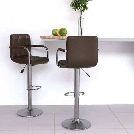 vidaXL Tabourets de bar lot de 2 marron similicuir (1/5)