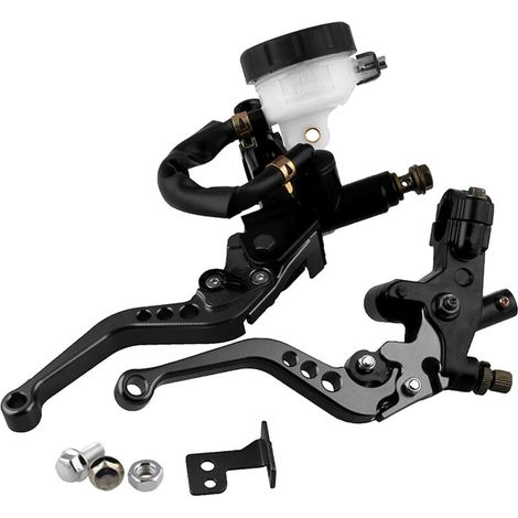 Leve freno frizione per moto da 7/8" con serbatoio per cilindro principale, regolabili universali, nere (1/4)