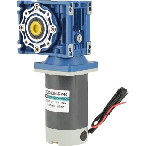 Worm Gear Motor DC 12V/24V 120W RV40 Reduction15K Adjustable Screw Gear Motor Speed CW/CCW with Auto Lock Speed Reducer (12V) (1/5)