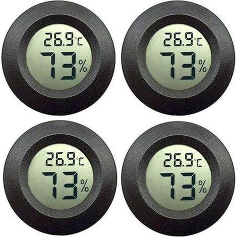 4-Piece Room Thermometer and Hygrometer Set, Portable, Black (1/5)