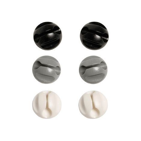 D-Line Clips de cables negro gris blanco 6 piezas adhesivos
