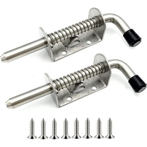 2 Pack Stainless Steel Spring Loaded Latch for Garage Door, Shed, Yard, Chicken Coop (128mm)- (1/4)