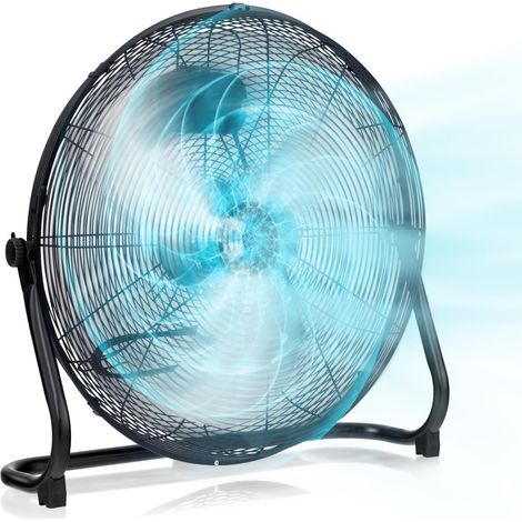 COSTWAY 51 cm Ventilador de Piso de Alta Velocidad, Ventilador de Piso Industrial de 3 Velocidades con Ángulo de Inclinación Ajustable de 145° y Aspas de Metal para Sótano Granero Gimnasio, Negro (1/5)