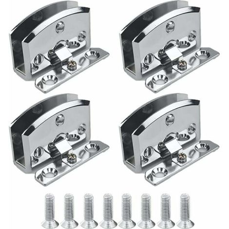 Bisagras (plata) para puerta de vidrio, vitrina, armario de vino, bisagra de clip, piezas de repuesto. Adecuado para vidrio de 5-8 mm de espesor - 4 unidades (1/5)