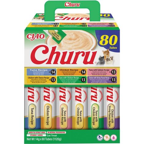 Inaba Cat Churu 80x14g pasta de gato pollo atún (1/5)