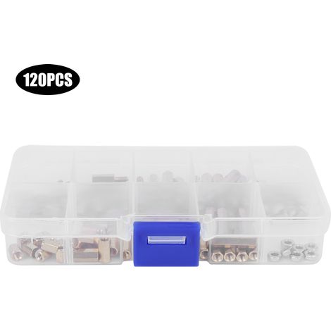 120 pièces M3 écrous boulons vis rondelles embase hexagonale quincaillerie PCB douilles goujons accessoires (1/5)