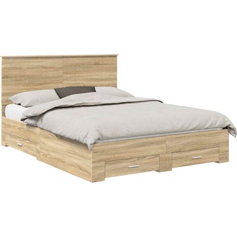 Estructura de cama con cabecera Roble Sonoma 150 x 200 cm vidaXL