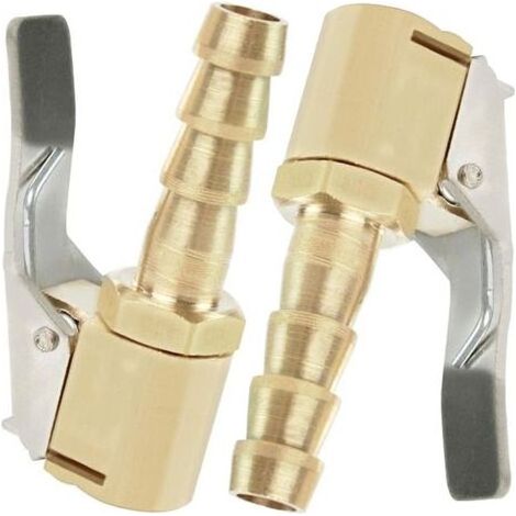 LaBlanc – 2-teiliges Aufblasdüsen-Set, Autoreifen-Aufblasdüse mit Klemme, Aufblasventil-Klemmen-Adapter, für Reifenventile, Messing, 8 mm (1/5)