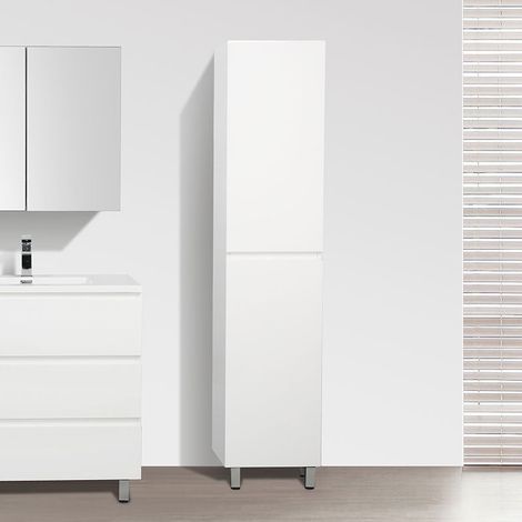 Grande armoire de rangement VERONA hauteur 176 cm blanc laqué 40 cm (1/4)