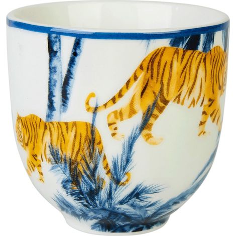 Gobelet 12.5 cl Porcelaine - Collection BALADE DANS LA JUNGLE - Ø 6.5 cm H 6 cm - Coloris Bleu (1/2)