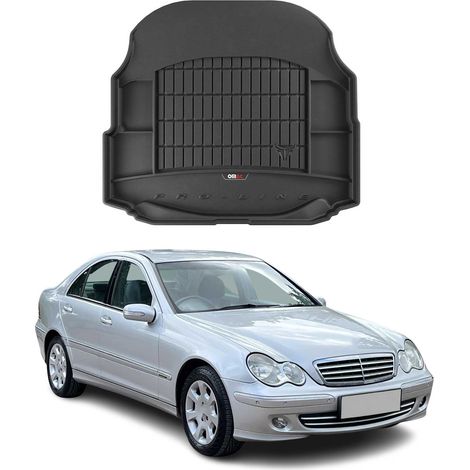 Tapis de Coffre Voiture Compatible avec Mercedes Classe C W203 Berline 2000 à 2006, Antidérapant Imperméable, 3D Premium TPE, Noir (1/5)