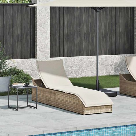 Maison Exclusive - Lettino Prendisole Pieghevole con Cuscino e Portaoggetti Beige