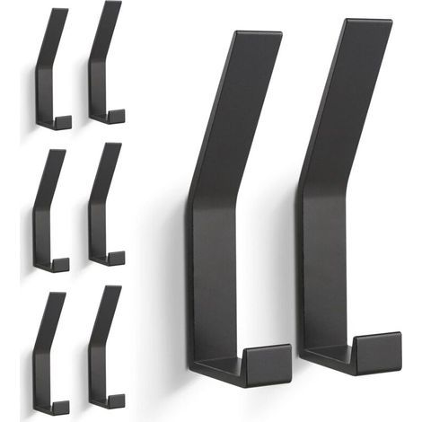 Set of 8 aluminum wall hooks – sturdy and screw-mounted – maximum load 22.7 kg – modern black design (1/5)