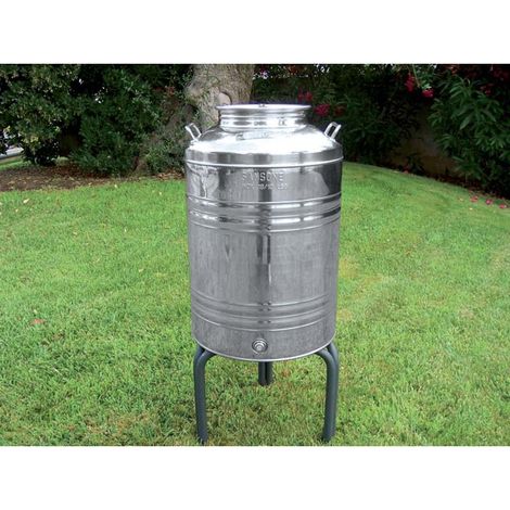 Contenitore per olio, in acciaio inox, predisposto per rubinetto 1/2, capacitÀ 50 lt