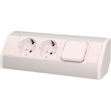 ORNO GM-9002 Presa Angolare 2x Shuko con Interruttore e Blocco Bambini 45 ° a Montaggio Superficiale 3680W per Cucina Ufficio e Piano di Lavoro (bianca) (1/5)