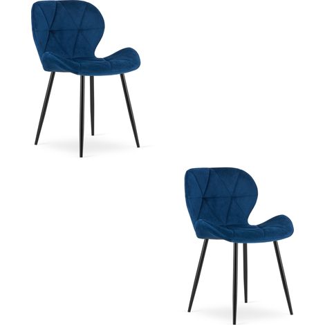 Chaise - leobert - mango - velours bleu marinepieds noirs - lot de 2 211770218 (1/5)
