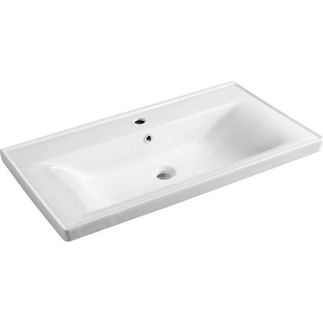 SAVA 90 Meuble sous-vasque en céramique Lavabo 90x46cm, blanc (1/4)