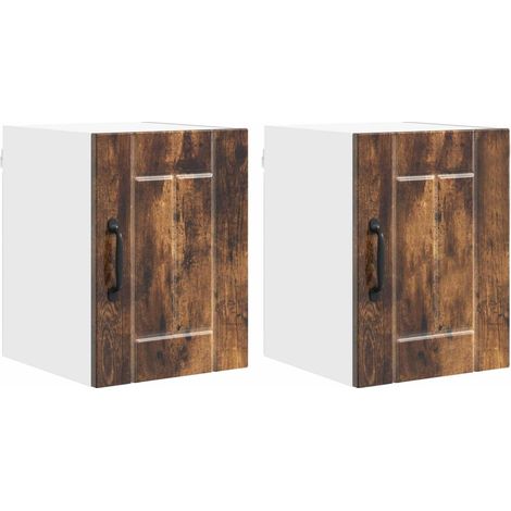 Maison Exclusive - Armadietto a muro LUCCA 2 pz Rovere Fumo Legno ingegnerizzato (1/5)