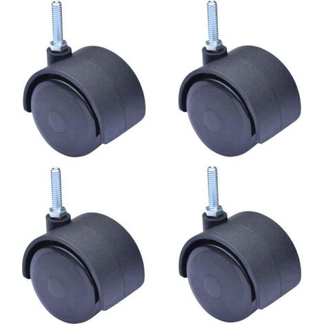 Roulette Pivotante en Acier avec Tige de 2 Pouces, Vis de Fixation 1/4 x 1 Pouces, Charge Maximale 20 kg, Lot de 4 (1/5)