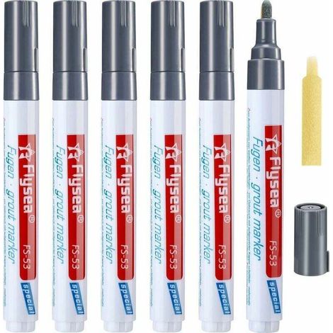 Tile Grout Pens, Wall Grout Restorer Pens, Repair Markers, Grout Filling Pens for Restoring Wall and Floor Tiles in Bathrooms (Dark Gray) (1/4)