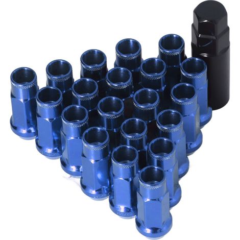 Lot de 20 écrous de roue métalliques M12x1,25, accessoires de voiture universels, de rechange pour Mitsubishi (bleu). (1/5)