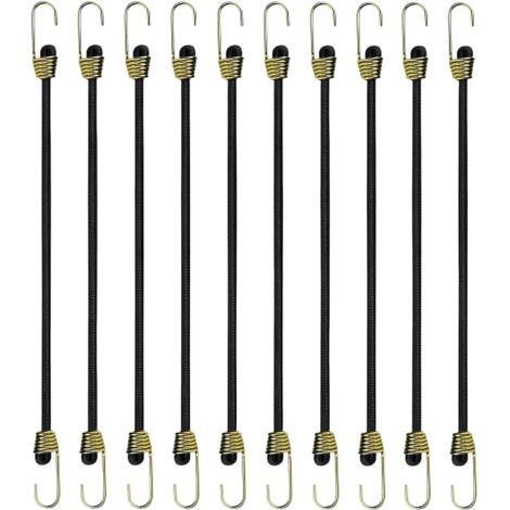 10 minicuerdas elásticas de 25 cm fabricadas en polipropileno resistente, para lonas, tiendas de campaña, jardines y equipaje.