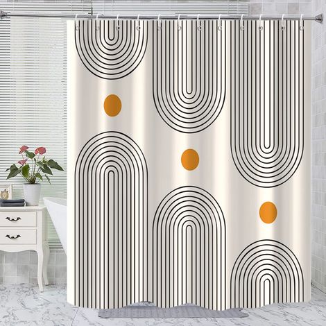 LEDANDER Rideau de douche arqué simple et moderne, rideau de salle de bain imperméable et anti-moisissure, adapté à la baignoire de salle de bain, 180x180cm (1/5)