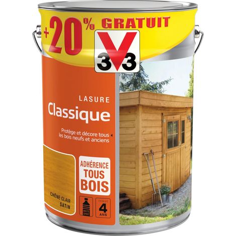 Lasure classique Solvantée V33 Chêne clair Satin 5L + 20% (1/5)
