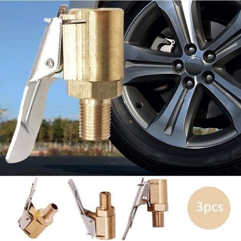 3 Pice Adaptateur de Valve de Pneu de Voiture, 8 mm Pompe de Embout Laiton Gonflage Valve Clip Pince Connecteur Adaptateur pour Pneu de Voiture ou Camion (1/5)