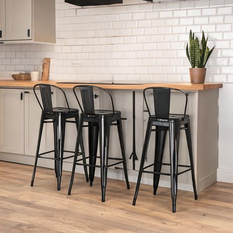 Tabouret de bar noir en métal 44 x 49 x 116 cm (1/5)