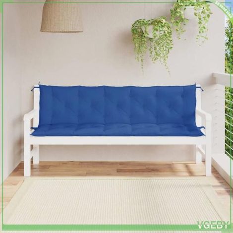 361726 Coussins de banc jardin lot de 2 bleu 180x50x7 cm tissu Oxford (1/5)