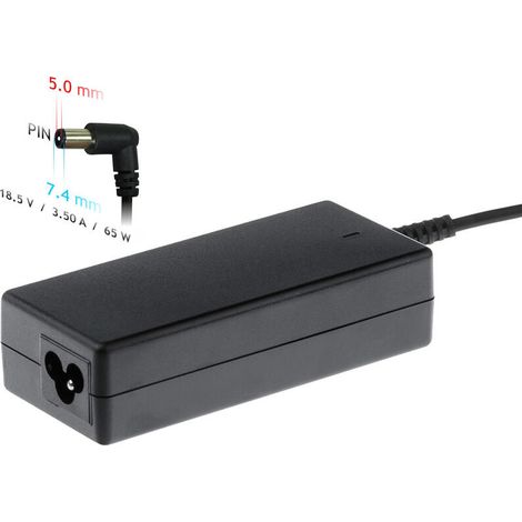 Adaptador de corriente Akyga AK-ND-03 para portátil HP Compaq, 18,5 V, 3,5 A, 65 W, 7,4 x 5,0 mm + conector. (1/4)