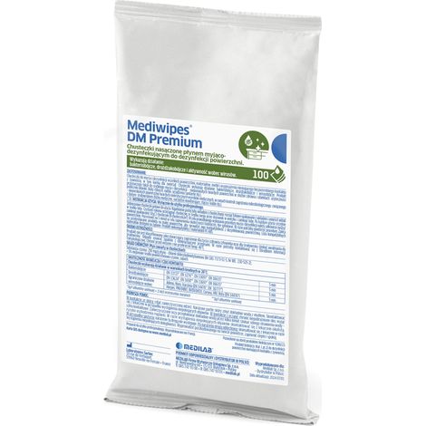 Mediwipes DM Premium-Tücher zur Desinfektion und Reinigung von Oberflächen, 100 Stück Nachfüllpackung