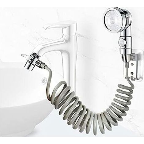 Shower head set for sink, telescopic hose, (not including faucet) (silver) (1/5)