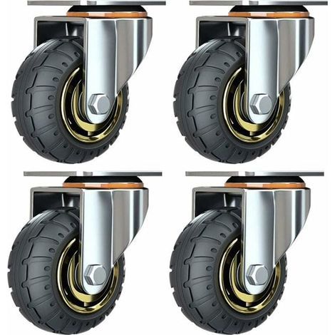 TRIP Kit de 4 roues universelles de 3 pouces sans freins Roues de chariot silencieux Roues universelles oulettes Pivotantes 75mm Roues Plaques Industrielles Transport Roulettes pour me (1/5)
