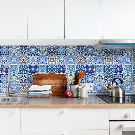 Sticker Mural Carrelage adhésif Cuisine Salle de Bain - 9 STICKERS CARRELAGES AZULEJOS OMODOSSOLA - 9stickers15x15cm (1/5)