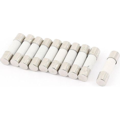 Fusibles tubulaires céramiques T5A à action retardée 250 V 5 A, lot de 10 (5 x 20 mm). (1/3)