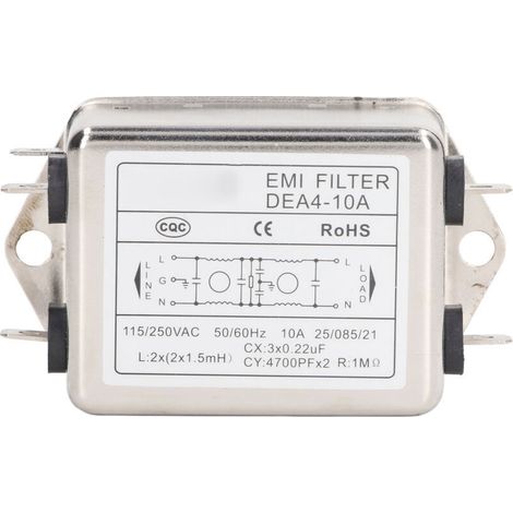 Filtre De Ligne Électrique Suppresseur De Bruit Filtre d'Alimentation Emi Suppresseur De Bruit Purificateur Audio Ac Monophasé Ac115v/250v 50/60hz 10a Type De Puce (1/4)
