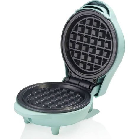 Bestron Waffle Maker, Piastra per waffel mini Ø10 cm, piccola macchina con rivestimento antiaderente, per compleanni di bambini, feste di famiglia, Pasqua o Natale, 550 watt, colore: verde (1/5)