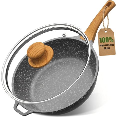 Poêle profonde YASHE SD-DFPC-30, 30 cm, 4,7 L, couvercle verre