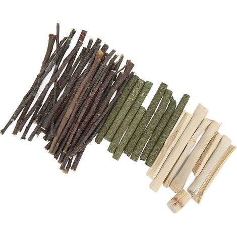 Ensemble de jouets à mâcher pour hamster, sans danger et non toxique : branches de pommier, bâtonnets d'herbe et bâtonnets de bambou sucrés (200 g). (1/3)